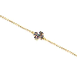 Silver Vermeil TOUS Good Vibes clover Bracelet with Gemstones