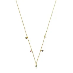 Silver vermeil TOUS New Motif Necklace with gemstones and pearl