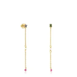 Silver vermeil TOUS New Motif Earrings with chrome diopsides and sapphires