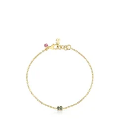 Silver vermeil TOUS New Motif Bracelet with chrome diopside bear