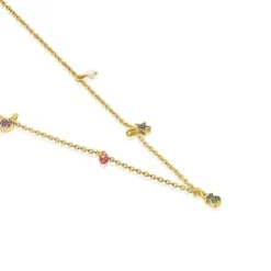 Silver vermeil TOUS New Motif Necklace with gemstones and pearl