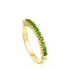 Silver vermeil TOUS Straight Half wedding ring with chrome diopsides