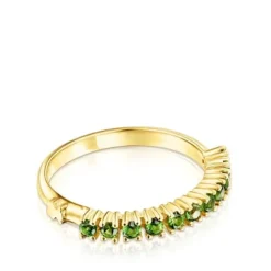Silver vermeil TOUS Straight Half wedding ring with chrome diopsides