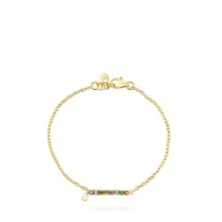Silver Vermeil TOUS Straight Bracelet with gemstones