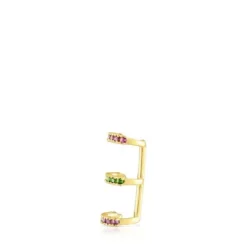 Silver vermeil TOUS Straight Triple earcuff with rhodolites, chrome diopside and gemstones