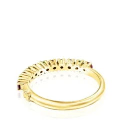 Silver vermeil TOUS Straight Half wedding ring with gemstones