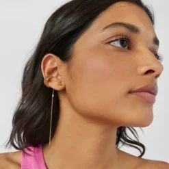 Silver vermeil TOUS Straight Earcuff earrings with rhodolites