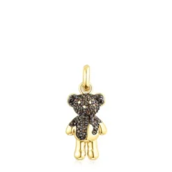 Silver vermeil TOUS Teddy Bear Splash Pendant with smoky quartz