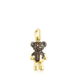 Silver vermeil TOUS Teddy Bear Splash Pendant with smoky quartz