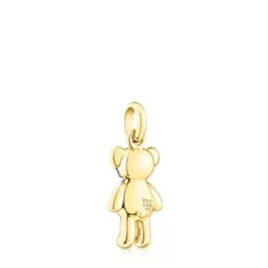 Silver vermeil TOUS Teddy Bear Splash Pendant with smoky quartz