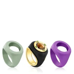 Silver vermeil Virtual Garden Signet ring set with smoky quartz