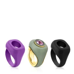 Silver vermeil Virtual Garden Signet ring set with amethyst