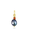 Silver vermeil Virtual Garden Pendant with treated cultured pearl and cornelian