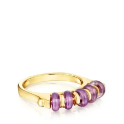 Silver vermeil Virtual Garden Bar ring with amethyst