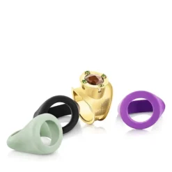 Silver vermeil Virtual Garden Signet ring set with smoky quartz