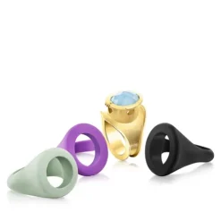 Silver vermeil Virtual Garden Signet ring set with chalcedony
