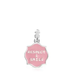 Silver with Enamel Medallions Respect & Smile Pendant