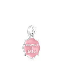 Silver with Enamel Medallions Respect & Smile Pendant