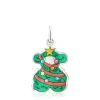 Silver Xmas Collection tree bear Pendant with mother-of-pearl