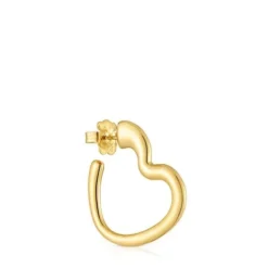 Single heart Hoop earring with 18kt gold plating over silver My Other Half