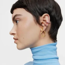 Single heart Hoop earring with 18kt gold plating over silver My Other Half