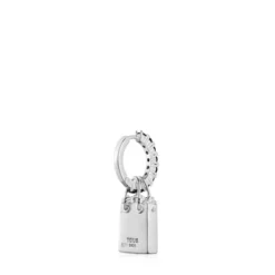 Single silver earring with motif Medallions
