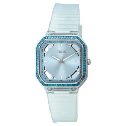 Sky-blue-colored steel Analogue watch with zirconias Gleam Fresh