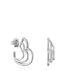 Small Bickie triple heart silver Earrings