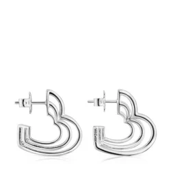 Small Bickie triple heart silver Earrings