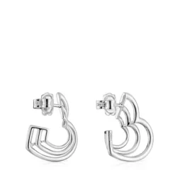 Small Bickie triple heart silver Earrings