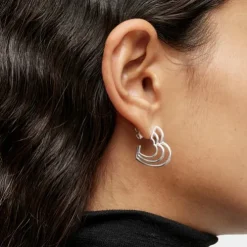 Small Bickie triple heart silver Earrings