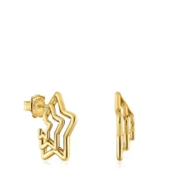 Small Bickie triple star Earrings with 18 kt gold plating over silver