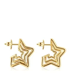 Small Bickie triple star Earrings with 18 kt gold plating over silver