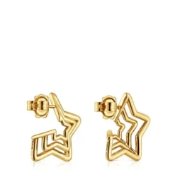 Small Bickie triple star Earrings with 18 kt gold plating over silver