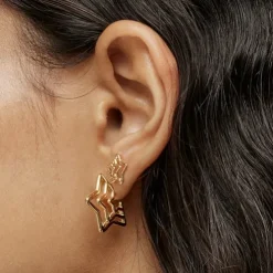 Small Bickie triple star Earrings with 18 kt gold plating over silver