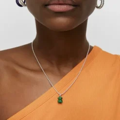 Small Bold Bear green steel bear Pendant