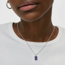 Small Bold Bear lilac steel bear Pendant
