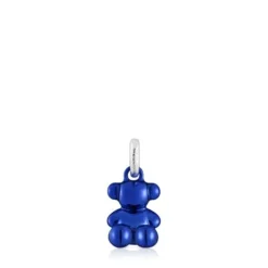 Small Bold Bear navy blue steel bear Pendant