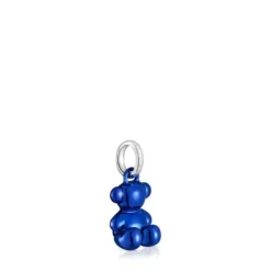 Small Bold Bear navy blue steel bear Pendant