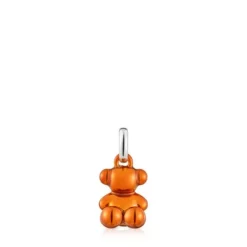 Small Bold Bear orange steel bear Pendant