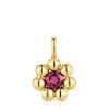 Small flower Pendant with 18kt gold plating over silver and rhodolite Sugar Party