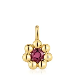 Small flower Pendant with 18kt gold plating over silver and rhodolite Sugar Party