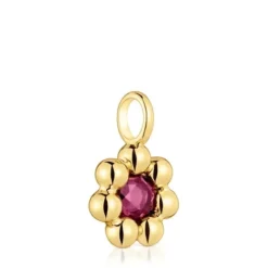 Small flower Pendant with 18kt gold plating over silver and rhodolite Sugar Party