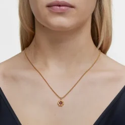 Small flower Pendant with 18kt gold plating over silver and rhodolite Sugar Party