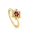 Small flower Ring with 18kt gold plating over silver and rhodolite Sugar Party