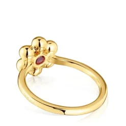 Small flower Ring with 18kt gold plating over silver and rhodolite Sugar Party