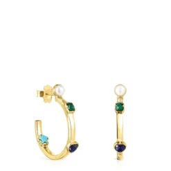 Small Glory Earrings in Silver Vermeil with Gemstones