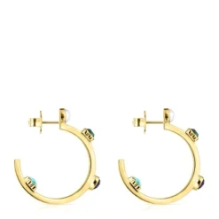 Small Glory Earrings in Silver Vermeil with Gemstones