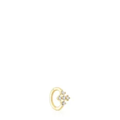 Small gold Cross hoop earring with diamonds Les Classiques
