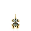 Small 18kt gold plating over silver bear motif Pendant with laboratory-grown green spinel Color Bear LGG